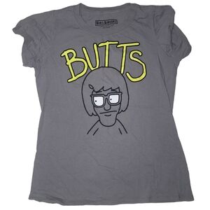 Gray Graphic T-Shirt with Cartoon Print